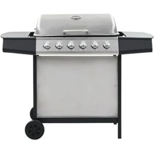 Symple Stuff BBQ Grill with 6 Cooking Zones Stainless Steel Garden gray/black 98.0 H x 112.0 W x 54.0 D cm