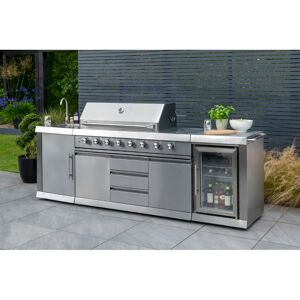 Norfolk Grills 6 - Burner Free Standing Gas Grill with Side Burner, Fridge & Sink gray 120.0 H x 268.0 W x 60.0 D cm