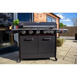 Norfolk Grills 5 - Burner Free Standing and Portable Liquid Propane Gas Grill with Side Burner and Cabinet black/gray 117.1 H x 179.5 W x 61.4 D cm