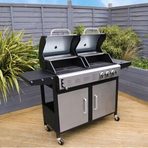 Belfry Kitchen 2+1 Burner Gas Grill & Charcoal Grill BBQ - Stainless Steel Silver;Matte Black 2 Belfry Kitchen 2+1 Burner Gas Grill & Charcoal Grill BBQ - Stainless Steel Silver;Matte Black 2