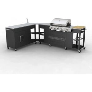 Sol 27 Outdoor Aarit Outdoor 5-Burner Built-In Liquid Propane Barbecue Grill black/gray