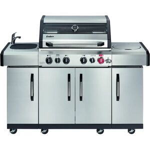 Arloh Dakota Fields 3 - Burner Free Standing Liquid Propane 22.3 BTU Grill with Side Burner and Cabinet gray 118.0 H x 153.0 W x 64.0 D cm