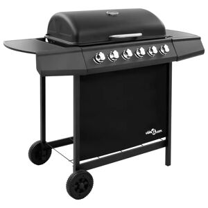 vidaXL 63.5cm 6-Burner Natural Gas Barbecue Grill with Side Shelf black 98.0 H x 102.0 W x 55.0 D cm