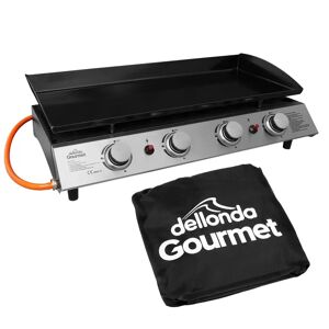 Dellonda 4 Burner Portable Gas Plancha 10Kw BBQ Griddle, Supplied With PVC Cover, Stainless Steel black/gray 24.0 H x 83.0 W x 47.0 D cm