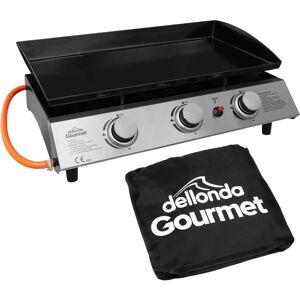 Dellonda 3 Burner Portable Gas Plancha 7.5Kw BBQ Griddle, Supplied With PVC Cover, Stainless Steel black/gray 24.0 H x 65.0 W x 47.0 D cm