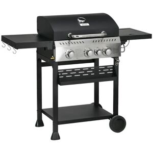 Outsunny 3 - Burner Free Standing 38000 BTU Gas Grill black/gray 101.0 H x 123.0 W x 53.0 D cm