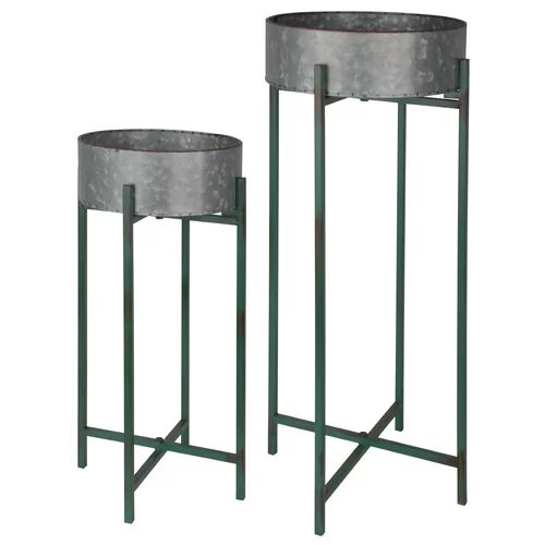 Borough Wharf Decatur 2 Piece Metal Plant Pot Set Borough Wharf  - Size: