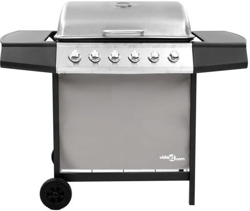 vidaXL 63.5cm 6-Burner Natural Gas Barbecue Grill with Side Shelf vidaXL  - Size: 96cm H X 107cm W X 55cm D vidaXL 63.5cm 6-Burner Natural Gas Barbecue Grill with Side Shelf vidaXL  - Size: 96cm H X 107cm W X 55cm D