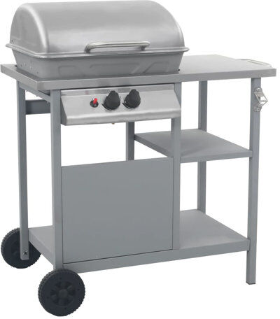 Symple Stuff Mullenax Gas Barbecue Grill With 3-Layer Side Table Black And Silver Symple Stuff  - Size: Rectangle 120 x 180cm Symple Stuff Mullenax Gas Barbecue Grill With 3-Layer Side Table Black And Silver Symple Stuff  - Size: Rectangle 120 x 180cm