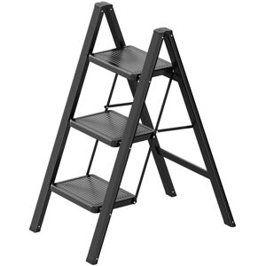 WFX Utility 3 - Step Steel Lightweight Folding Step Ladder Black 260cm H WFX Utility 3 - Step Steel Lightweight Folding Step Ladder Black 260cm H