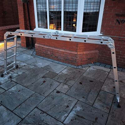 WFX Utility 4.6m Large Lightweight Aluminium Folding Multi-position Work Platform Ladder Silver WFX Utility 4.6m Large Lightweight Aluminium Folding Multi-position Work Platform Ladder Silver