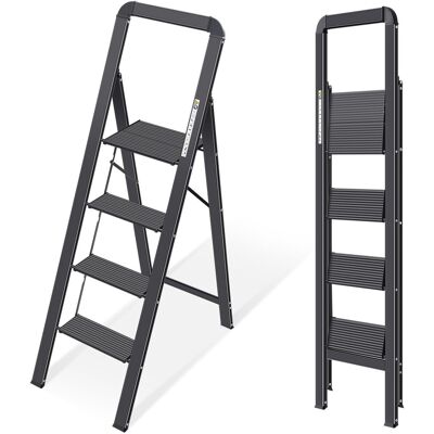 WFX Utility 4 - Step Aluminium Lightweight Folding Step Ladder Black 10.6cm H WFX Utility 4 - Step Aluminium Lightweight Folding Step Ladder Black 10.6cm H