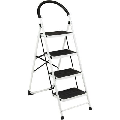 WFX Utility 4 - Step Steel Lightweight Folding Step Stool Black;White 96cm H WFX Utility 4 - Step Steel Lightweight Folding Step Stool Black;White 96cm H