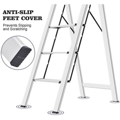 WFX Utility 4 - Step Aluminium Lightweight Folding Step Ladder Silver 10.6cm H WFX Utility 4 - Step Aluminium Lightweight Folding Step Ladder Silver 10.6cm H