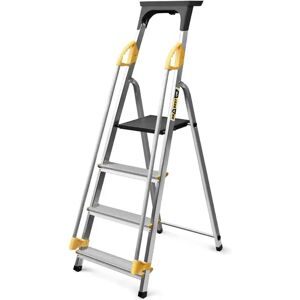 DRABEST UK 4 - Step Folding Step Ladder black/gray/yellow 1.45 H x 0.43 W x 0.11 D cm