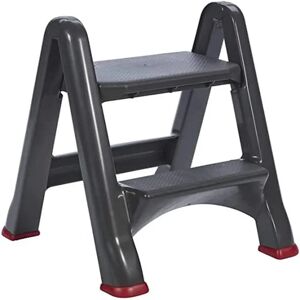 Keter 2 - Step Plastic Lightweight Step Stool black 49.0 H x 17.5 W x 63.0 D cm