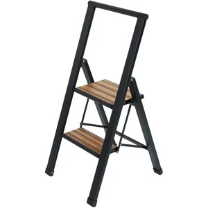 Wenko Black Aluminium 2-Step Folding Non-Slip 44cm x 101cm x 5.5cm Step Ladder black/gray 101.0 H x 44.0 W x 5.5 D cm