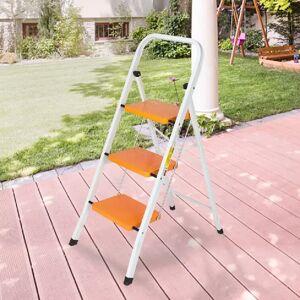 WFX Utility Panashe 3 - Step Steel Lightweight Step Stool gray/orange/white 102.01 H x 46.0 W x 68.0 D cm