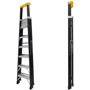 Rhino 217Cm Fibreglass Lightweight Folding Step Ladder black 2.37 H x 60.0 W x 16.0 D cm