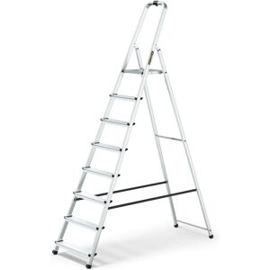 DRABEST UK 236Cm Aluminium Folding Step Ladder gray 2.36 H x 0.52 W x 0.1 D cm