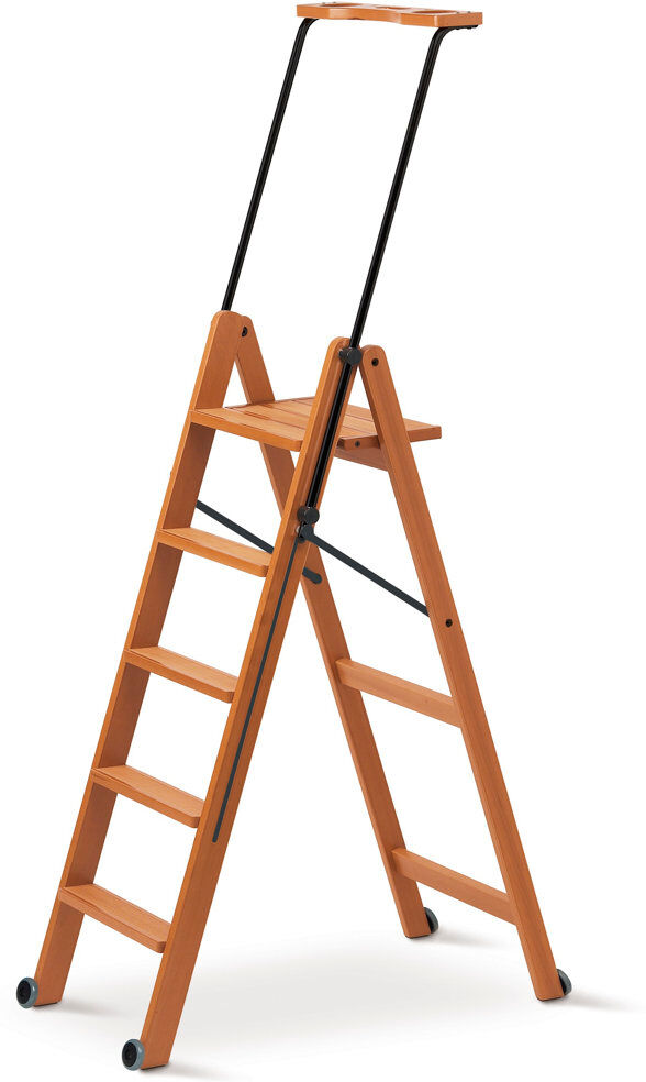 Union Rustic Bella 5.97 ft Wood Step Ladder with 265 lb. Load Capacity Cherry Wood 420cm H