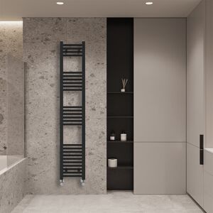 Rebrilliant Wiest Straight Heated Towel Rail Radiator Bathroom Ladder Warmer Black 160cm H x 30cm W x 3cm D Rebrilliant Wiest Straight Heated Towel Rail Radiator Bathroom Ladder Warmer Black 160cm H x 30cm W x 3cm D