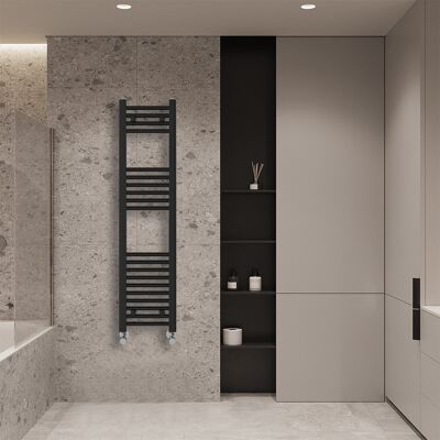 Rebrilliant Wiest Straight Heated Towel Rail Radiator Bathroom Ladder Warmer Black 120cm H x 30cm W x 3cm D Rebrilliant Wiest Straight Heated Towel Rail Radiator Bathroom Ladder Warmer Black 120cm H x 30cm W x 3cm D