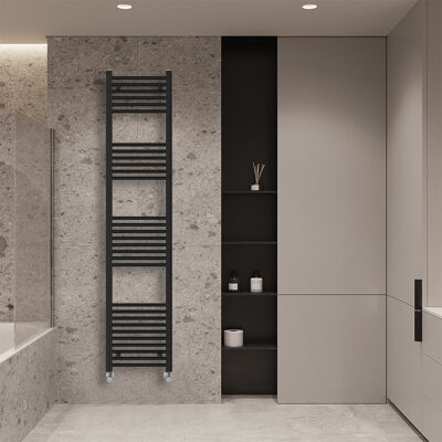 Rebrilliant Wiest Straight Heated Towel Rail Radiator Bathroom Ladder Warmer Black 180cm H x 40cm W x 3cm D Rebrilliant Wiest Straight Heated Towel Rail Radiator Bathroom Ladder Warmer Black 180cm H x 40cm W x 3cm D