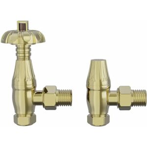 ClassicLiving Traditional Thermostatic TRV Antique Design Angled Radiator Rad Valves Pair Antique Brass yellow