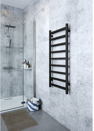 Terma Simple Vertical Straight Towel Rail Terma Finish: Black, Size: 108cm H x 50cm W x 7.2cm D  - Size: Single (3') Terma Simple Vertical Straight Towel Rail Terma Finish: Black, Size: 108cm H x 50cm W x 7.2cm D  - Size: Single (3')