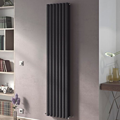 Belfry Heating Angela Vertical Double Panel Radiator Belfry Heating Radiator Colour: Anthracite, Size: 180 cm H x 59 cm W x 10.2 cm D  - Size: 150cm H x 41cm W x 10.2cm D Belfry Heating Angela Vertical Double Panel Radiator Belfry Heating Radiator Colour: Anthracite, Size: 180 cm H x 59 cm W x 10.2 cm D  - Size: 150cm H x 41cm W x 10.2cm D