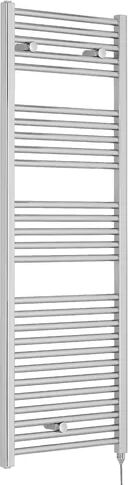 Nuie Vertical Electric Straight Towel Rail Nuie Size: 137.5cm H x 48cm W x 3cm D, Finish: Chrome  - Size: 785mm W x 785mm D