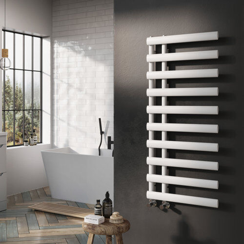 Belfry Bathroom Jaqueline Vertical Flat Panel Towel Rail Belfry Bathroom  - Size: 600mm H x 785mm W x 130mm D Belfry Bathroom Jaqueline Vertical Flat Panel Towel Rail Belfry Bathroom  - Size: 600mm H x 785mm W x 130mm D