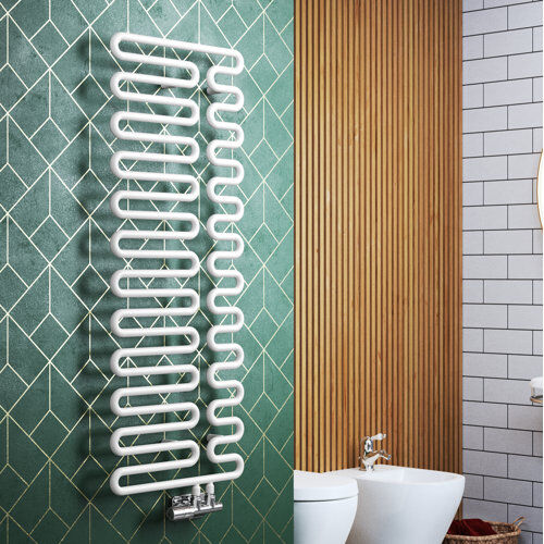Terma Swale Vertical Designer Towel Rail Terma Finish: White  - Size: 1580cm H X 500cm W X 132cm D Terma Swale Vertical Designer Towel Rail Terma Finish: White  - Size: 1580cm H X 500cm W X 132cm D