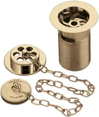 Bristan Trad 7cm Chain and Stopper Waste Tub Drain With Overflow Bristan Finish: Gold  - Size: 24cm H X 15cm W X 22cm D