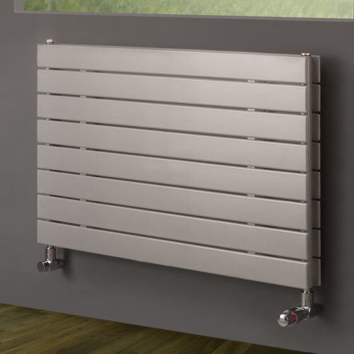 Belfry Heating Andrew Horizontal Double Panel Radiator Belfry Heating Size: 44.5 cm H x 180 cm W x 8.6 cm D, Finish: Silver  - Size: 150cm H X 80cm W Belfry Heating Andrew Horizontal Double Panel Radiator Belfry Heating Size: 44.5 cm H x 180 cm W x 8.6 cm D, Finish: Silver  - Size: 150cm H X 80cm W