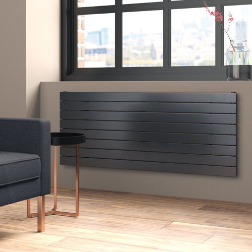 Belfry Heating Andrew Flat Panel Horizontal Single Panel Radiator Belfry Heating Size: 59.5cm H x 180cm W x 7.1cm D, Radiator Colour: Anthracite  - Size: Rectangle 80 x 140 cm Belfry Heating Andrew Flat Panel Horizontal Single Panel Radiator Belfry Heating Size: 59.5cm H x 180cm W x 7.1cm D, Radiator Colour: Anthracite  - Size: Rectangle 80 x 140 cm