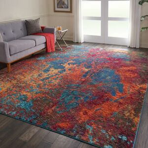 Mistana Gerome Blue/Orange/Red Area Rug blue/orange/red 201.0 W x 0.6 D cm