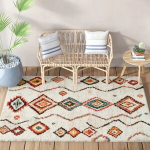 Mistana Allensville High Pile Moroccan Diamond Cream Rug white 120.0 W x 3.0 D cm