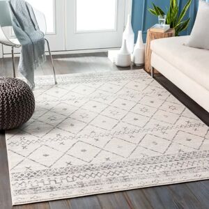 Mistana Warlick Power Loom White/Medium Grey Rug gray/white 160.0 W x 0.7 D cm