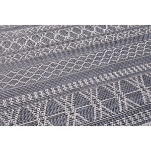 Mistana Kocher Striped Machine Woven Flatweave Indoor / Outdoor Area Rug gray 200.0 W x 0.5 D cm