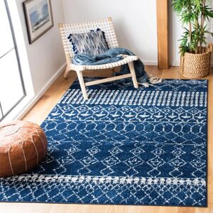 Mistana Metivier Looped/Hooked Geometric Navy/White Rug blue/white 200.0 W x 1.0 D cm