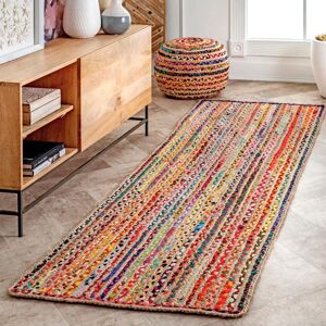 Mistana Nilde Sumitra Hand Braided Red Rug white 76.0 W x 1.0 D cm