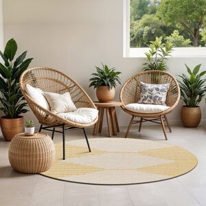 Natur Pur Marion Indoor & Outdoor Boho Saffron Grey Rug Ivory;Mustard Round 160cm