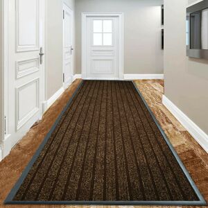 Symple Stuff Heavy Duty Dirt Trapper Door Mat & Hallway Runner – Non-Slip Indoor Outdoor Washable Rubber Backed Entrance Mat Brown Rectangle 120 x 150cm