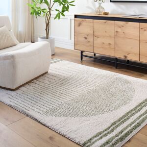 Metro Darsie Machine Washable Shaggy Boho Grass Green Area Rug Beige;Green Rectangle 160 x 213cm