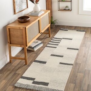 Livabliss Granada Broken Stripe Wool Hand Made Area Rug Black;Beige Rectangle 122 x 183 cm