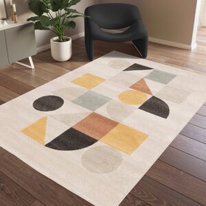 Mikado Living Faulkner Abstract Machine Woven Cream Area Rug Cream Rectangle 160 x 230cm