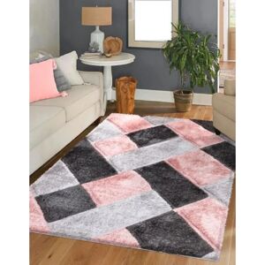 Ivy Bronx Non Slip 100% Polypropylene Luxury Orion Area Rugs For Long Hallways /Indoor Pink black/pink 110.0 H x 60.0 W x 5.0 D cm