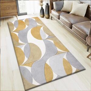 Ivy Bronx 100% Polypropylene Modren Kenzo Design Area Rug For Hallway/Living Area Ocher white 150.0 H x 80.0 W x 5.0 D cm